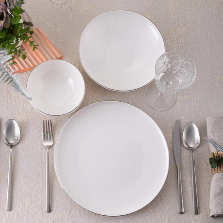 Emsan Fine Bone Freya 18-Piece Round Dinner Set Platinum for 6 People - Emsan Jordan