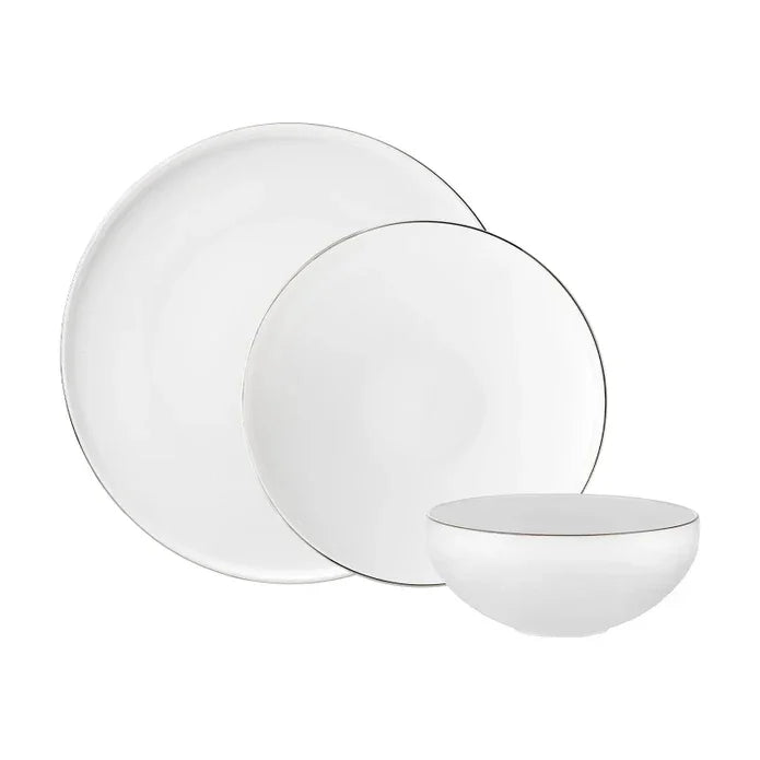 Emsan Fine Bone Freya 18-Piece Round Dinner Set Platinum for 6 People - Emsan Jordan