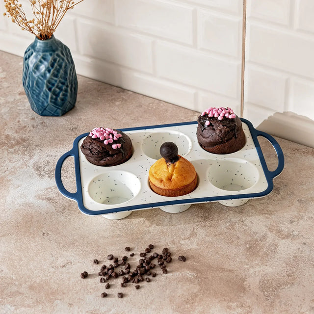Emsan Blue Dot Silicone Muffin Mold - Emsan Jordan