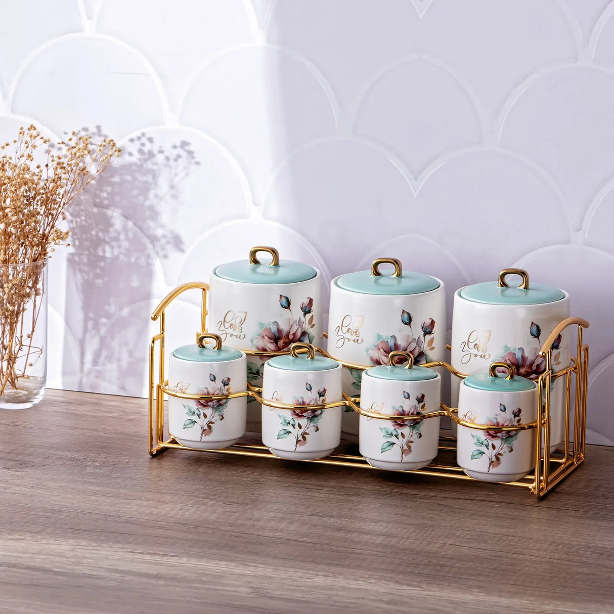 Emsan Soft Love 7-Piece Spice Set with Stand - Emsan Jordan