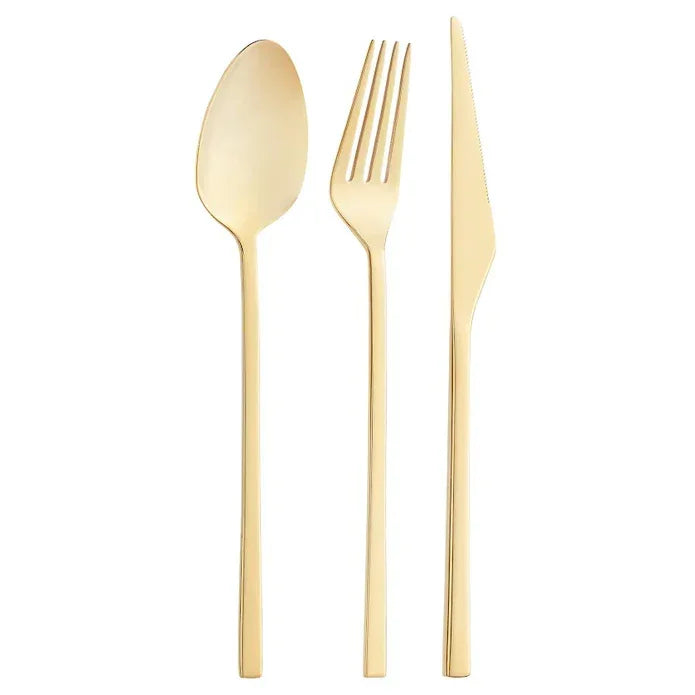 Emsan Alba 18-Piece Glossy Gold Dessert Boxed Fork Spoon Knife Set - Emsan Jordan