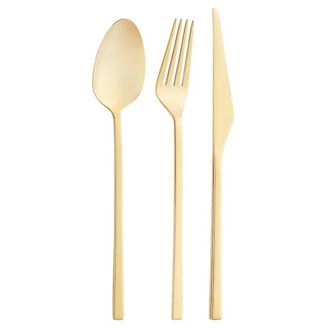 Emsan Alba 18-Piece Glossy Gold Dessert Boxed Fork Spoon Knife Set - Emsan Jordan