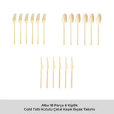 Emsan Alba 18-Piece Glossy Gold Dessert Boxed Fork Spoon Knife Set - Emsan Jordan