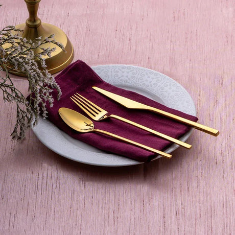 Emsan Alba 18-Piece Glossy Gold Dessert Boxed Fork Spoon Knife Set - Emsan Jordan