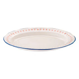 Emsan Jordan white ceramic plate with coral and blue rim, authentic Turkish kitchenware