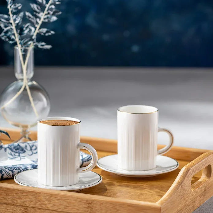 Emsan Double Line Pattern Double Coffee Cup 150 cc Gold - Emsan Jordan