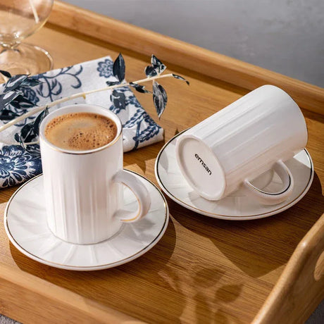 Emsan Double Line Pattern Double Coffee Cup 150 cc Gold - Emsan Jordan