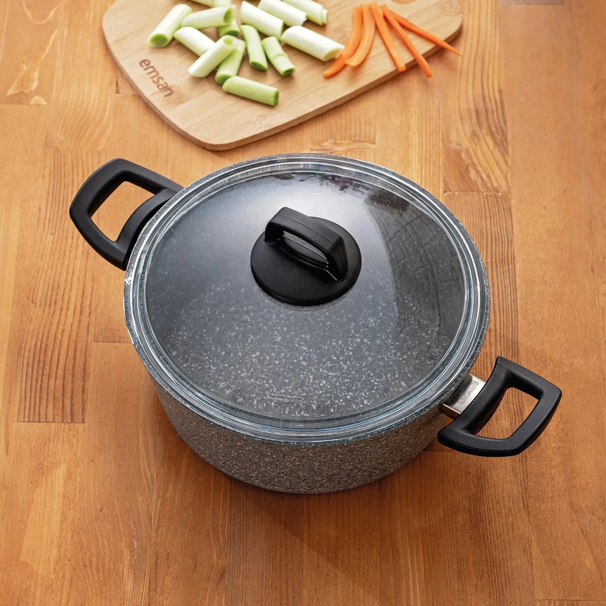 Emsan Titanium Granite Deep Pot 24 cm - Emsan Jordan