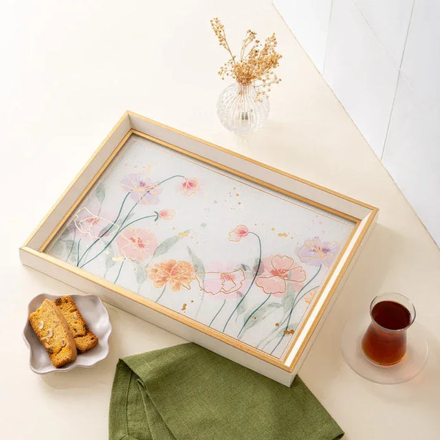 Emsan Flora Tray Gold – 31×46 cm - Emsan Jordan