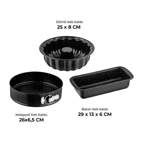 Emsan Wellbake 3-Piece Cake Mold Set Black - Emsan Jordan