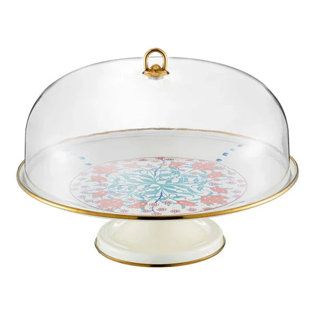 Emsan Hasbahçe Enamel Cake Stand with Dome – 31 cm - Emsan Jordan