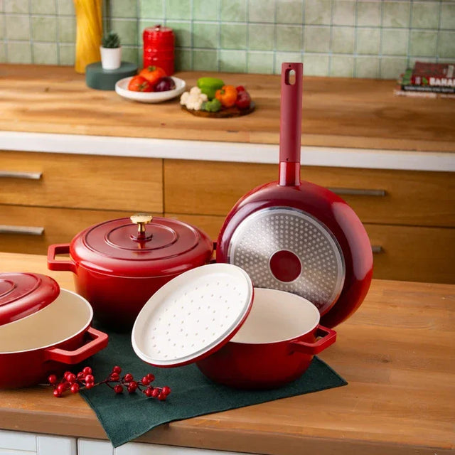 Emsan Red Royal 7-Piece Cookware Set - Emsan Jordan