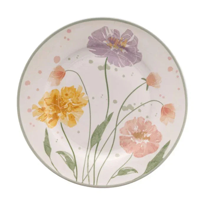 Emsan New Bone Poppy 28-Piece Round Dinner Set for 6 People - Emsan Jordan