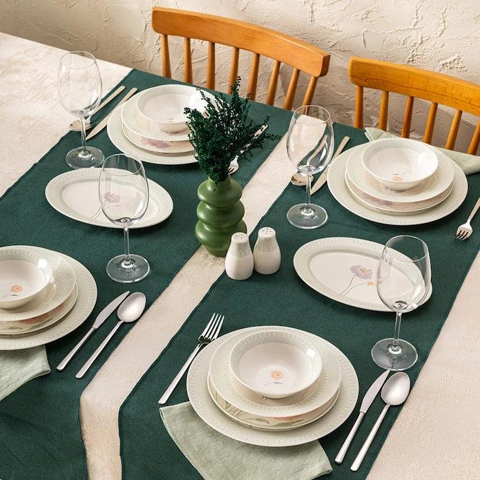 Emsan New Bone Poppy 28-Piece Round Dinner Set for 6 People - Emsan Jordan