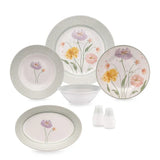 Emsan New Bone Poppy 28-Piece Round Dinner Set for 6 People - Emsan Jordan