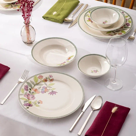 Emsan New Bone Leila 18 Piece Round Dinner Set for 6 People - Emsan Jordan