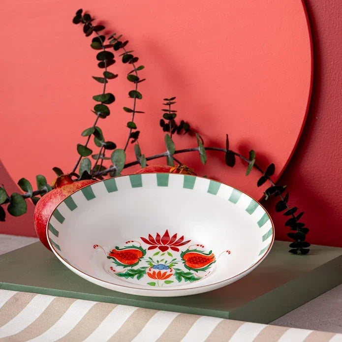 Istanbul Porcelain Nar Fine Bone Deep Plate Green 22 cm - Emsan Jordan