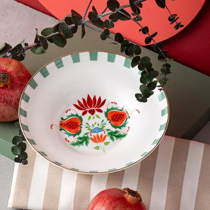 Istanbul Porcelain Nar Fine Bone Deep Plate Green 22 cm - Emsan Jordan