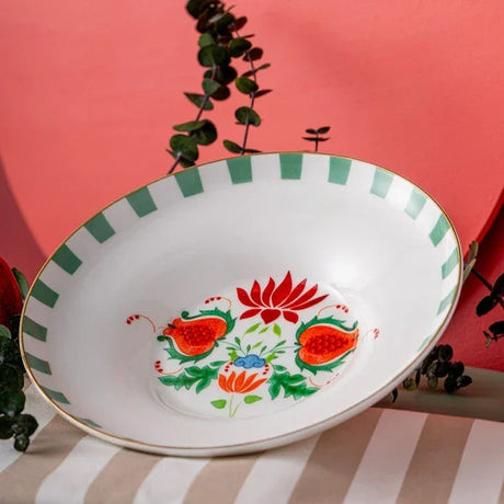 Istanbul Porcelain Nar Fine Bone Deep Plate Green 22 cm - Emsan Jordan