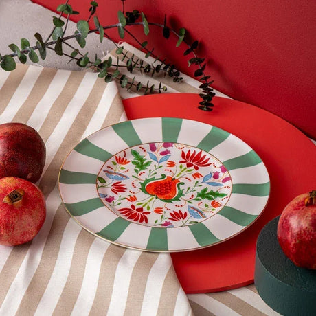 Istanbul Porcelain Nar Fine Bone Serving Plate Green – 27 cm - Emsan Jordan