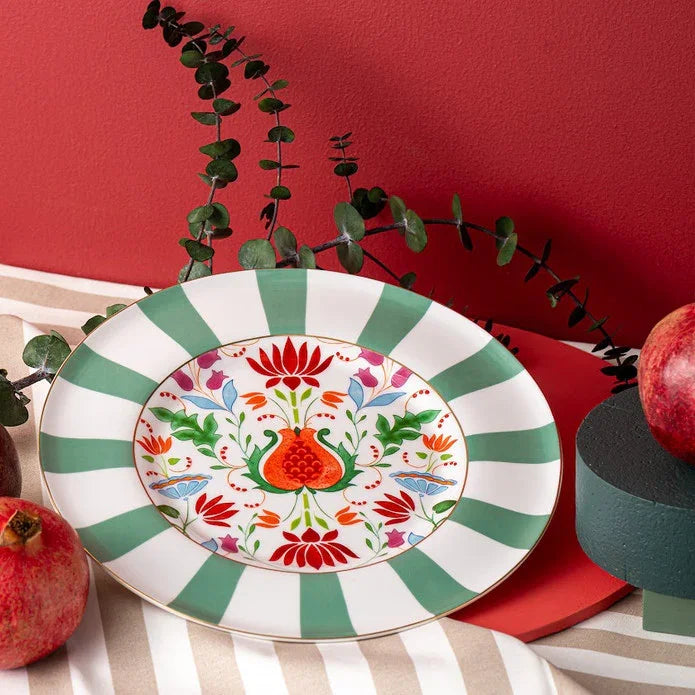 Istanbul Porcelain Nar Fine Bone Serving Plate Green – 27 cm - Emsan Jordan