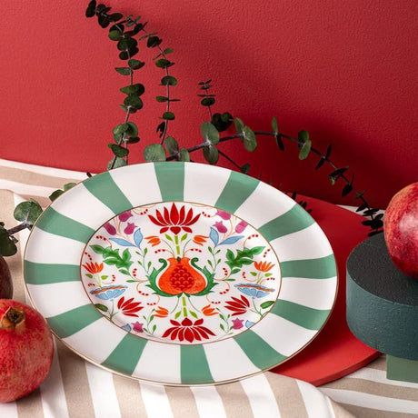 Istanbul Porcelain Nar Fine Bone Serving Plate Green – 27 cm - Emsan Jordan
