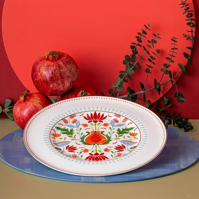 Istanbul Porcelain Nar Fine Bone Serving Plate Blue – 27 cm - Emsan Jordan