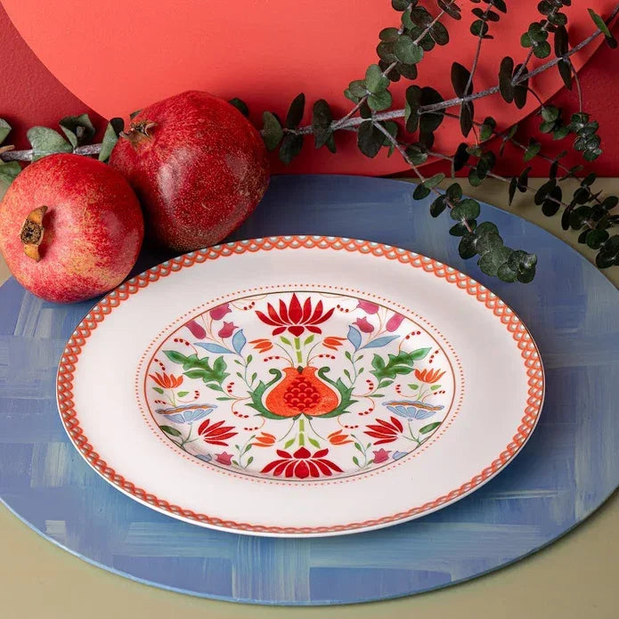 Istanbul Porcelain Nar Fine Bone Serving Plate Red – 27 cm - Emsan Jordan