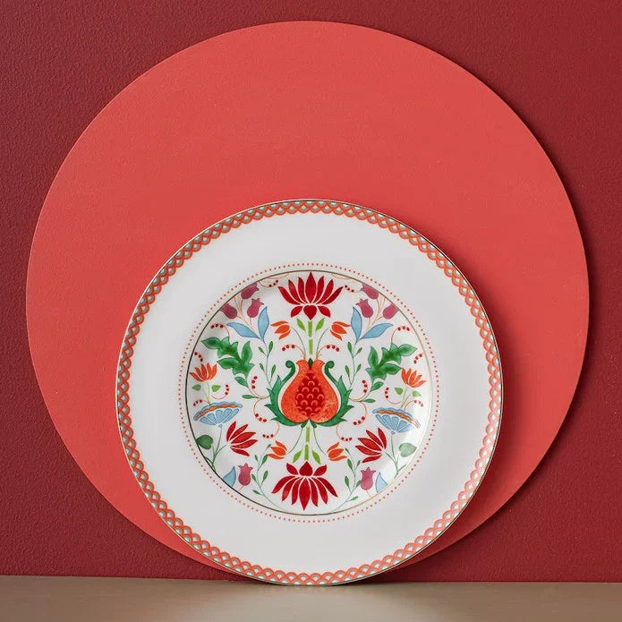 Istanbul Porcelain Nar Fine Bone Serving Plate Red – 27 cm - Emsan Jordan