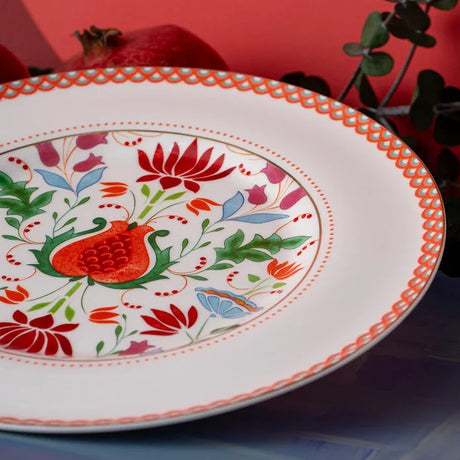 Istanbul Porcelain Nar Fine Bone Serving Plate Red – 27 cm - Emsan Jordan