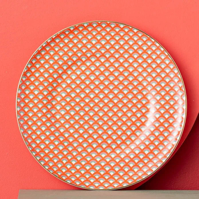 Istanbul Porcelain Nar Fine Bone Cake Plate Red 21 cm - Emsan Jordan