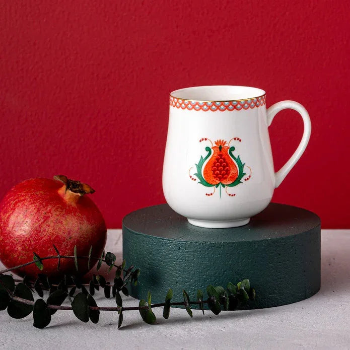 Istanbul Porcelain Nar New Bone Mug Green 250 ml - Emsan Jordan