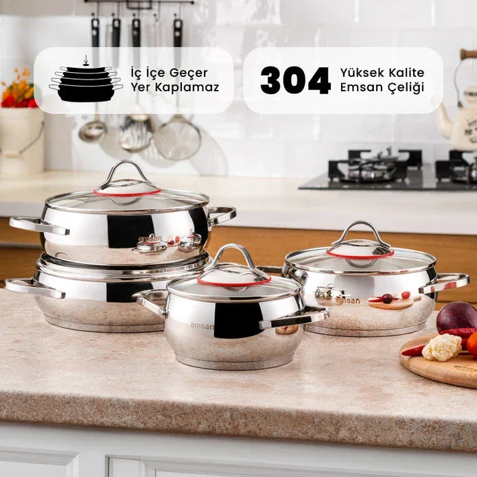 Emsan Seylan 8-Piece Cookware Set - Emsan Jordan
