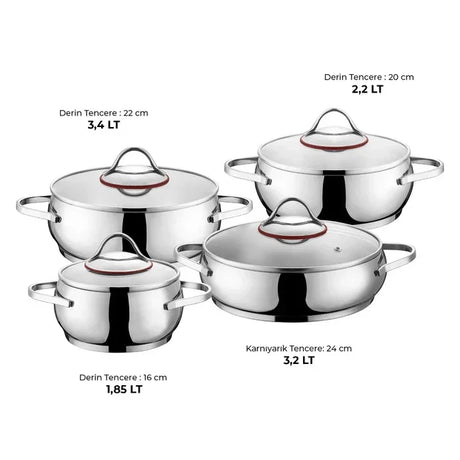 Emsan Seylan 8-Piece Cookware Set - Emsan Jordan