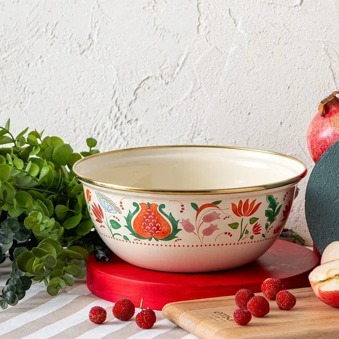 Emsan Nar Enamel Salad Bowl 22 cm - Emsan Jordan