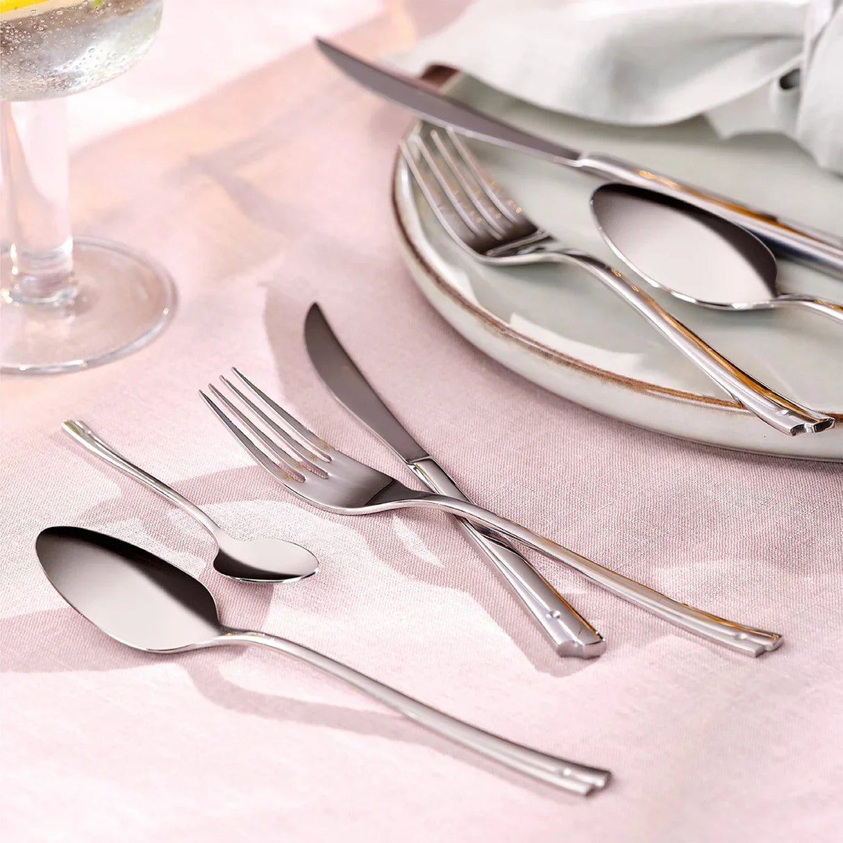 Emsan Accura 84-Piece 12-Person Fork, Spoon, and Knife Set - Emsan Jordan