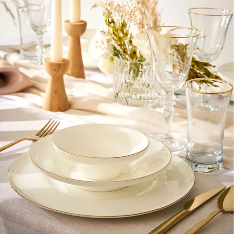 Emsan Alicia Fine Bone 60-Piece 12-Person Round Dinner Set Gold - Emsan Jordan