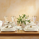 Emsan Fine Bone Estiva Gold 61-Piece 12-Person Square Dinner Set - Emsan Jordan