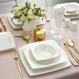 Emsan Fine Bone Meyra 61-Piece 12-Person Square Dinner Set - Emsan Jordan