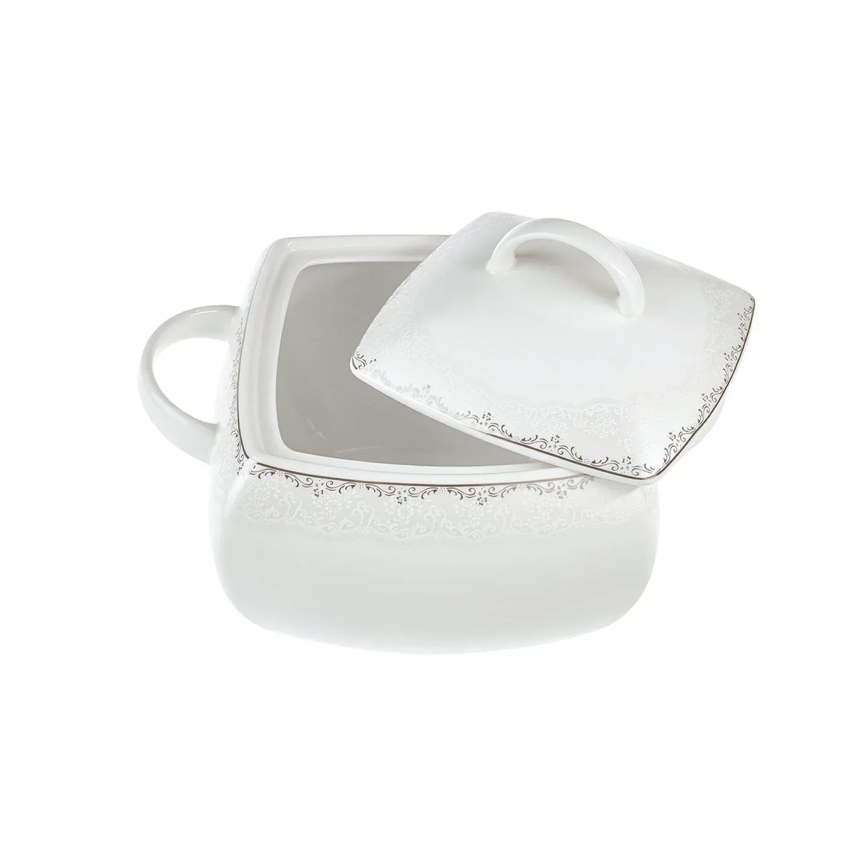 Emsan Fine Bone Yeni Lotus 61-Piece 12-Person Square Dinner Set - Emsan Jordan