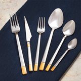 Emsan Elegance Duru Gold 84-Piece Cutlery Set for 12 People with Luxury Box, including forks, spoons, and knives - Emsan Jordan