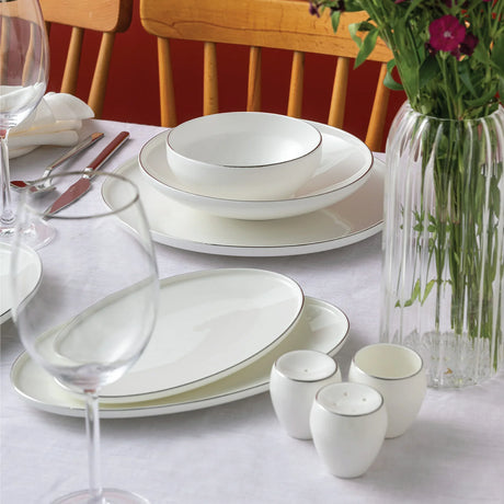 Emsan Fine Bone Freya 60-Piece 12-Person Round Dinner Set Platinum - Emsan Jordan