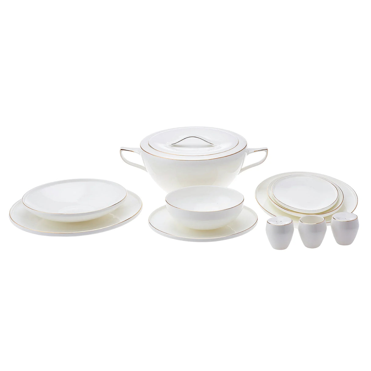 Emsan Freya Fine Bone 60-Piece 12-Person Round Dinner Set Gold - Emsan Jordan