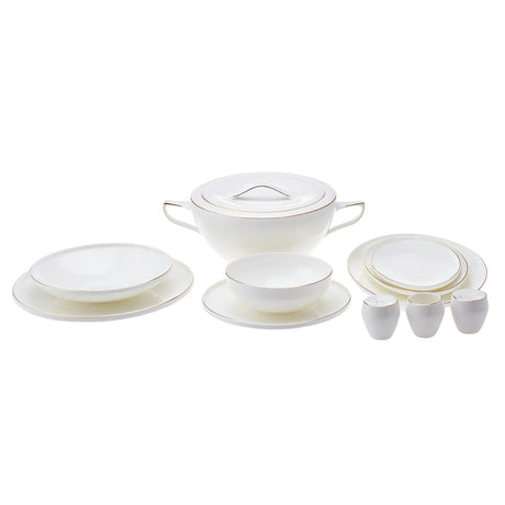 Emsan Freya Fine Bone 60-Piece 12-Person Round Dinner Set Gold - Emsan Jordan
