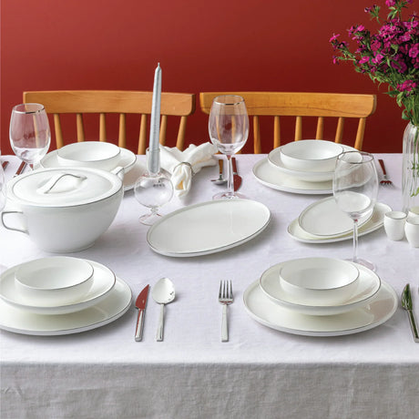 Emsan Fine Bone Freya 60-Piece 12-Person Round Dinner Set Platinum - Emsan Jordan