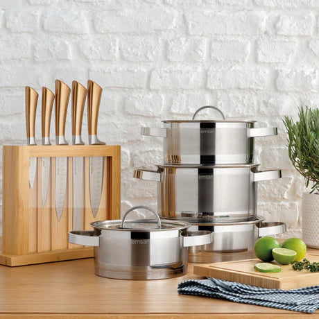 Emsan Karya 8-Piece Induction-Based Stainless Steel Cookware Set - Emsan Jordan